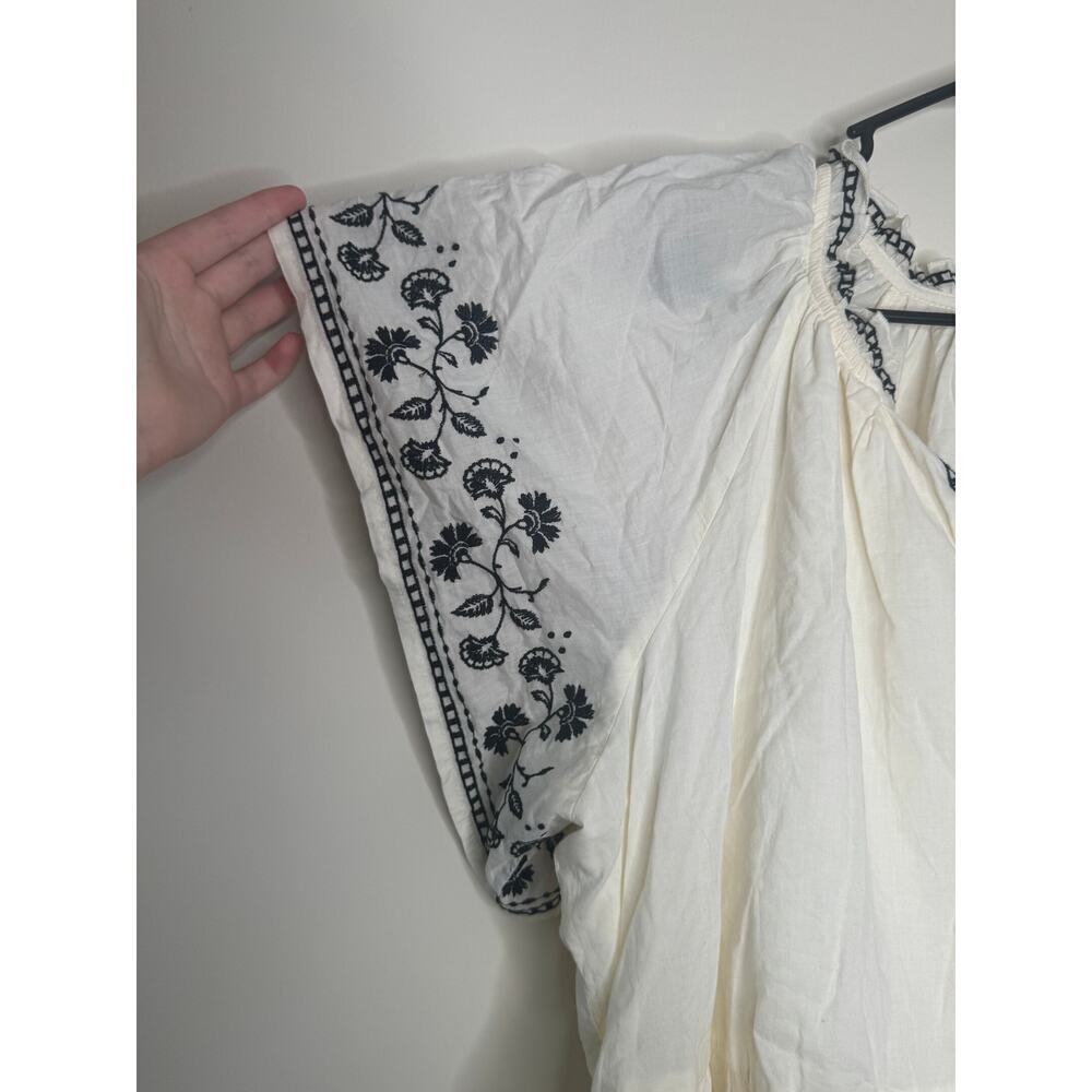 Old Navy Embroidered Mini Swing Dress XL Boho Cottage Pockets 100% Cotton - Picture 4 of 6